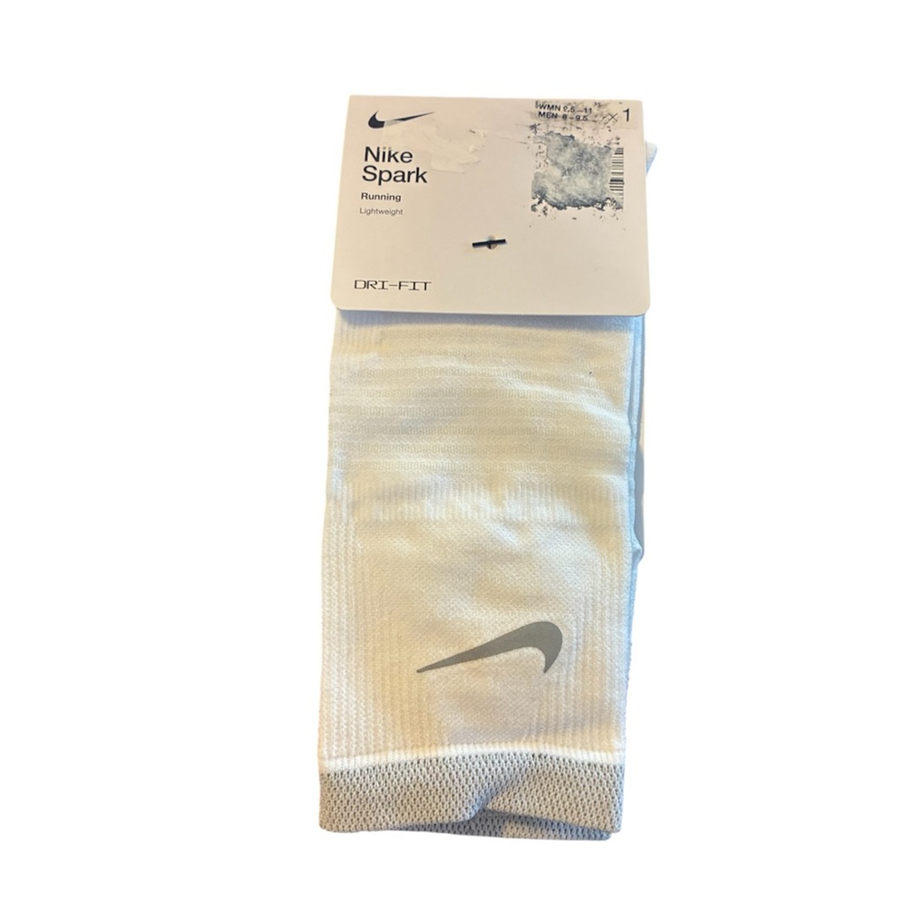 Nike Spark Dri-FIT White Running Socks lightweight size men’s 8-9.5 new